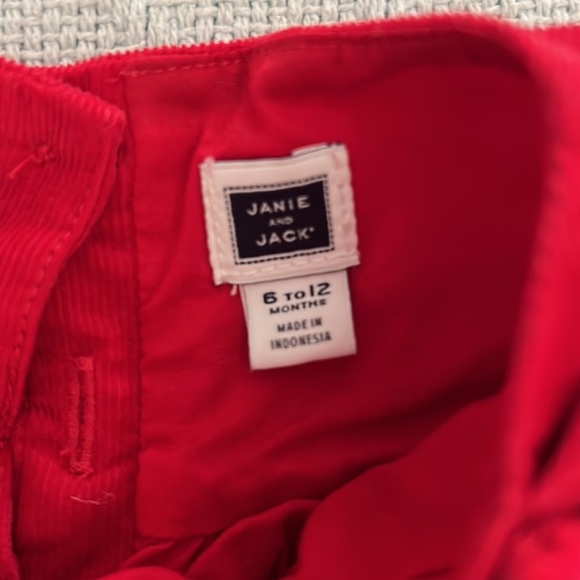 Janie and Jack holiday Santa red corduroy dress with fur like trim. 6-12 m - Picture 3 of 4